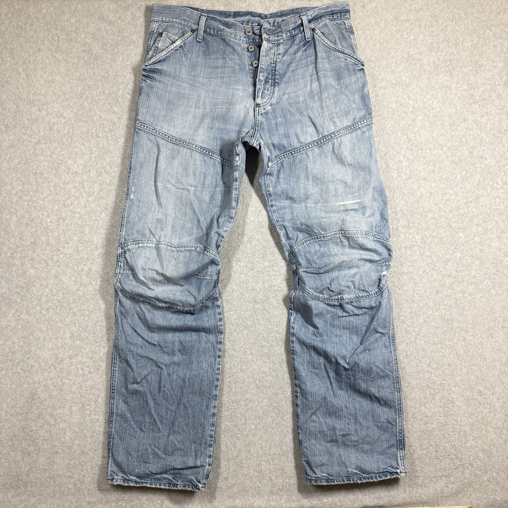 G Star Raw Jeans Mens 38x36 (36x34) ELWOOD Light Wash Baggy Distressed Skater